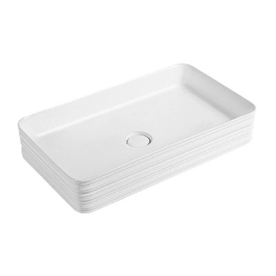 כיור מונח מלבני פסים לאמבטיה 675X380X120 לבן מט